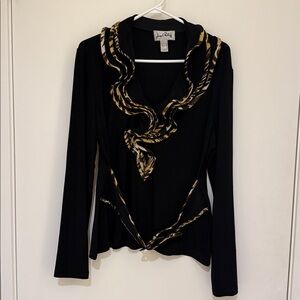 Joseph Ribkoff Black Top with Tiger Accents